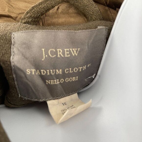 J. Crew Stadium Cloth Nello Gori Wool Duffle Hooded Pea Coat Jacket 10 Style 314 - Picture 6 of 7
